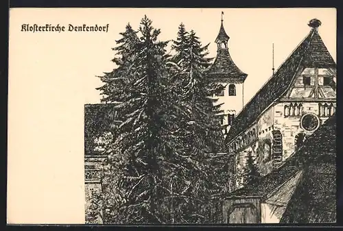 Künstler-AK Denkendorf, Blick zur Klosterkirche