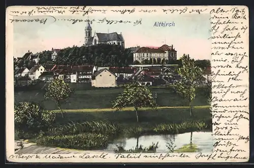 AK Altkirch, Teilansicht mit Kirche