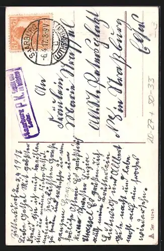 AK Osterküken schaut zu einem Schmetterling, Ostergruss