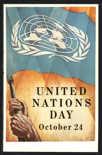 AK United Nations Day October 24, Fahne der UNO