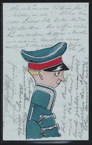 AK Soldat in Uniform mit Schirmmütze