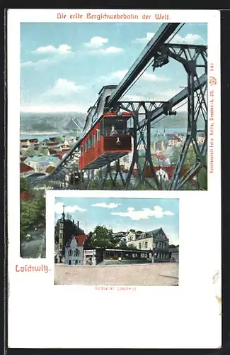 AK Loschwitz, Gasthaus Ratskeller, Bergschwebebahn