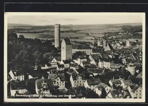 AK Ravensburg, Blick auf Rauenegg und Oberstadt