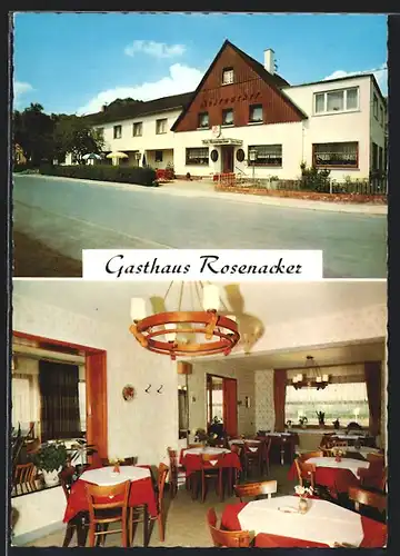 AK Braubach am Rhein, Gasthaus-Pension Rosenacker, Aussen- und Innenansicht