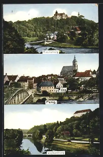 AK Penig, Rochsburg, Stadtansicht, Wolkenburg