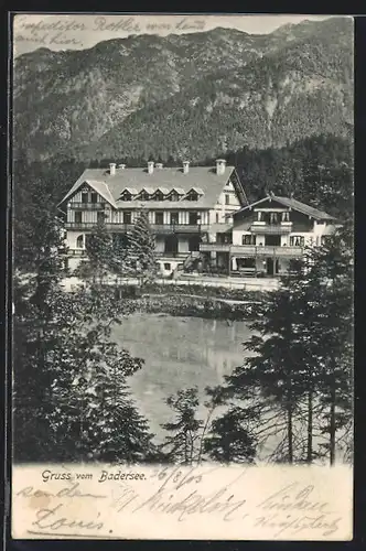 AK Badersee, Gebäudepartie am Bergrücken