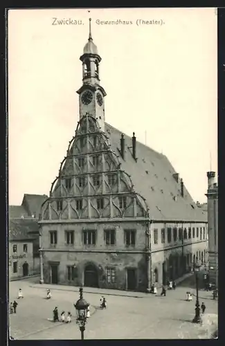 AK Zwickau / Sachsen, Blick auf das Gewandhaus-Theater