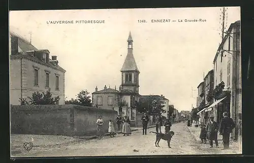 AK Ennezat, La Grande-rue, Strassenpartie