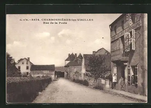 AK Charbonnières-les-Vieilles, Rue de la Poste, Strassenpartie