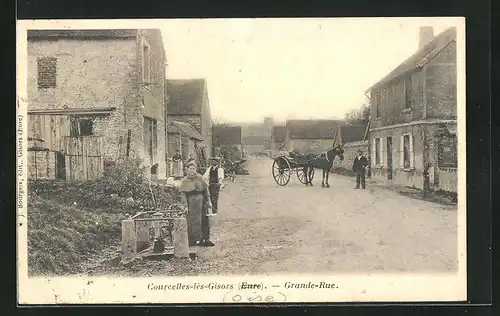 AK Courcelles-lès-Gisors, Grande-Rue, Strassenpartie