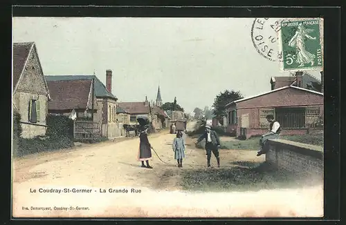 AK Le Coudray-St-Germer, La Grande Rue, Strassenpartie