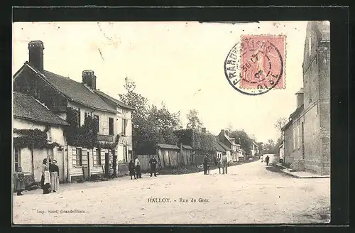 AK Halloy, Rue de Grez, Strassenpartie