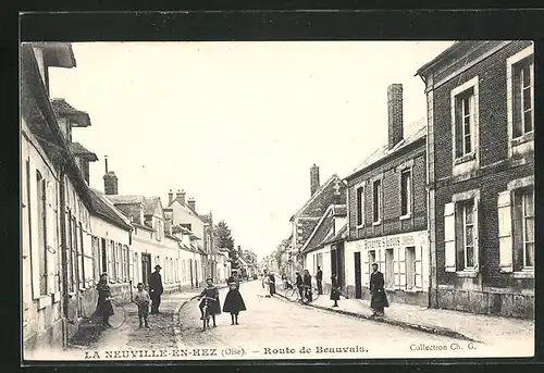 AK La Neuville-en-Hez, Route de Beauvais, Strassenpartie