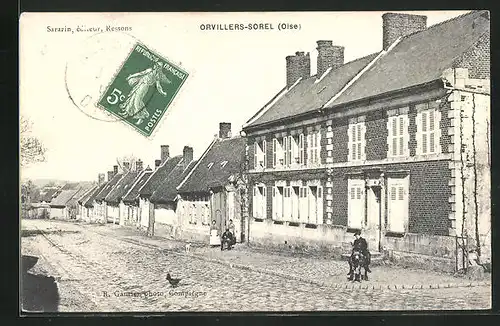 AK Orvillers-Sorel, Une Rue