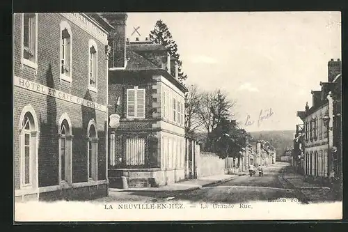 AK La Neuville-en-Hez, La Grande Rue, Hotel et Cafe du Chene