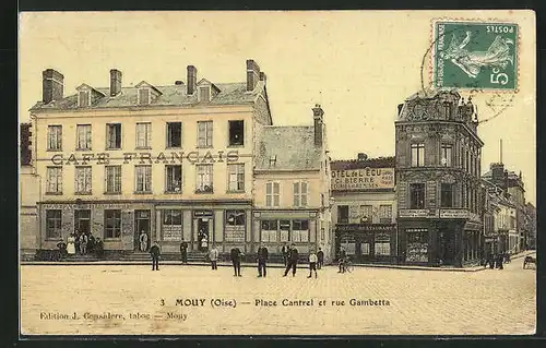 AK Mouy, Place Cantrel et rue Gambetta