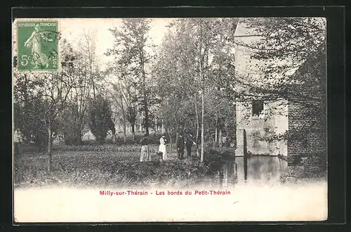 AK Milly-sur-Thérain, les bords du Petit-Thérain