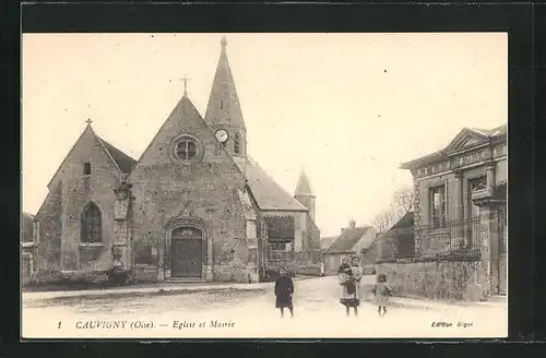 AK Cauvigny, Eglise et Mairie