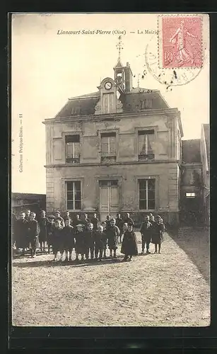 AK Liancourt-Saint-Pierre, La Mairie, Kinder vorm Rathaus