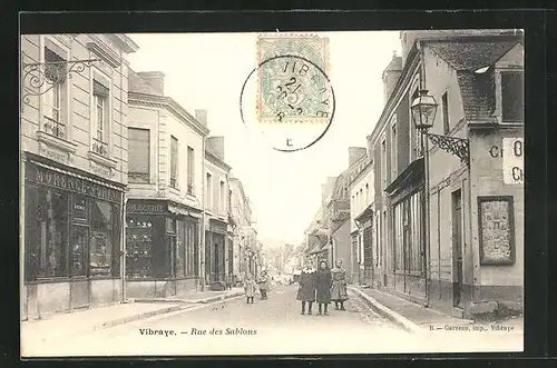 AK Vibraye, Rue des Sablons, Strassenpartie