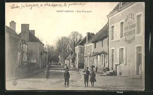 AK Saint-Aignan, Rue Principale, Strassenpartie
