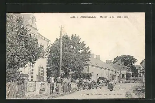 AK Saint-Corneille, Mairie et rue principale