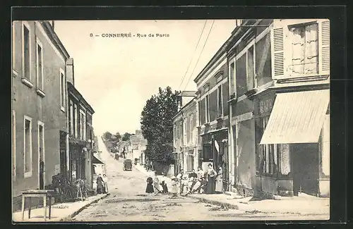 AK Connerré, Rue de Paris, Strassenpartie