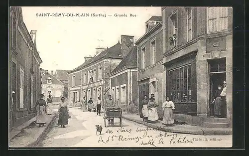 AK Saint-Rémy-du-Plain, Grande Rue, Strassenpartie