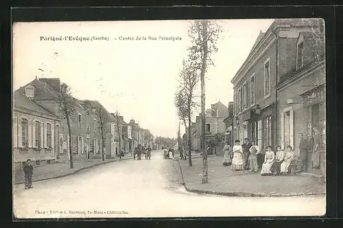 AK Parigné-l`Evêque, Centre de la Rue Principale