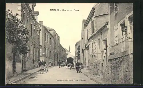 AK Mamers, Rue de la Poste, Strassenpartie