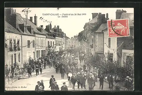 AK Saint-Calais, Festival 1909, le Défile