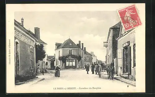 AK Le Breil-sur-Mérize, Carrefour du Dauphin