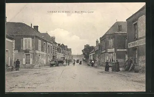 AK Greez-sur-Roc, Rue Principale, Ortspartie