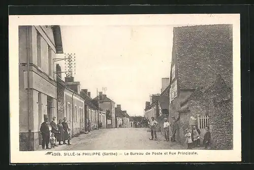 AK Sillé-le-Philippe, Le Bureau de Poste et Rue Principale, Ortspartie