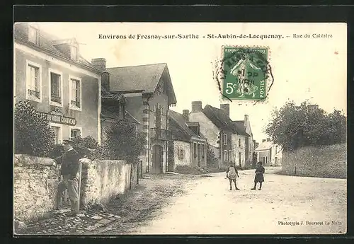 Passepartout-AK St-Aubin-de-Locquenay, Rue du Calvaire