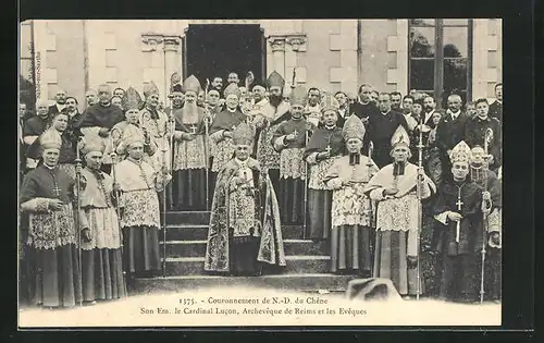AK Reims, Couronnement de N.-D. du Chéne, Son Em. le Cardinal Lucon, Archevéque de Reims et les Evéques