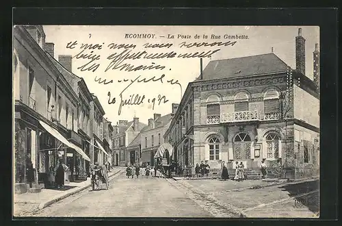 AK Ecommoy, la Poste de la Rue Gambetta