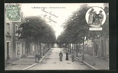 AK Brulon, Boulevard de la Gare, Costume Sarthois