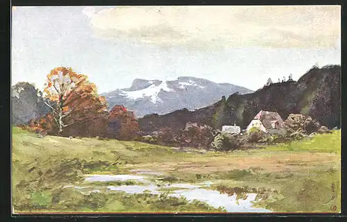 Künstler-AK August Splitgerber: Landschaft mit Wohnhaus