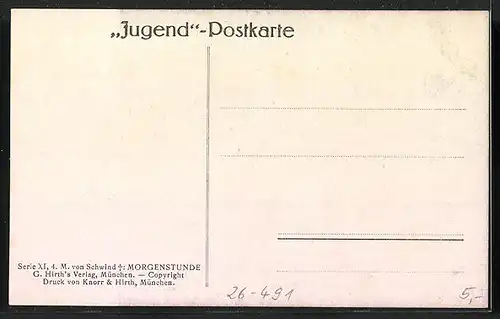 Künstler-AK Moritz von Schwind: Morgenstunde, Frau am Fenster