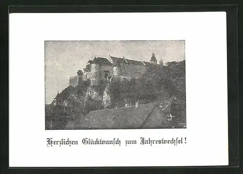 AK Heidenheim / Brenz, Blick zum Schloss, Neujahrsgruss