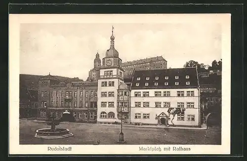 AK Rudolstadt, Marktplatz mit Rathaus
