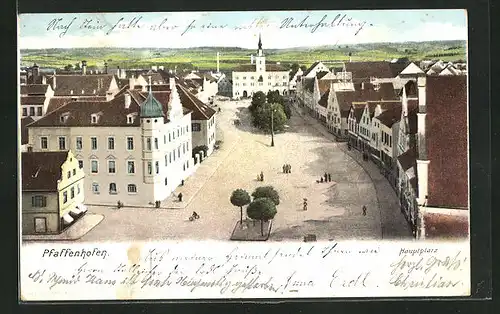 AK Pfaffenhofen, Hauptplatz aus der Vogelschau