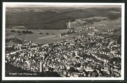 AK Ebingen, Ortsansicht vom Flugzeug aus