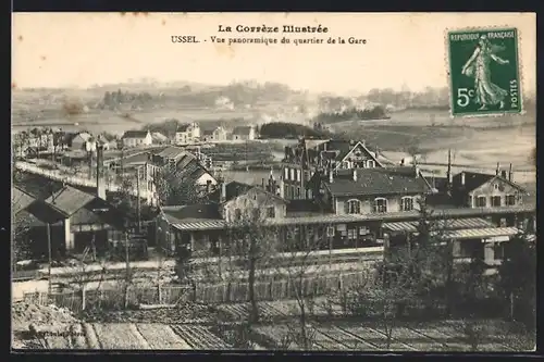AK Ussel, Vue panoramique du quartier de la Gare