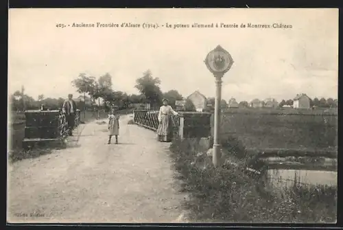 AK Montreux-Chateau, Ancienne Frontière d`Alsace, le poteau allemand