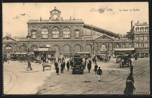 AK Lille, Bahnhof & das Buffet mit Leuten
