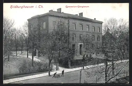 AK Hildburghausen i. Th., Gymnasium-Georgianum aus der Vogelschau