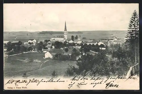 AK Palling, Panorama mit Kirche