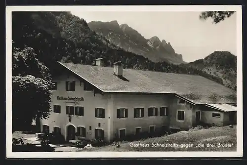 AK Bad Reichenhall, Gasthaus Schneizlreith gegen die drei Brüder